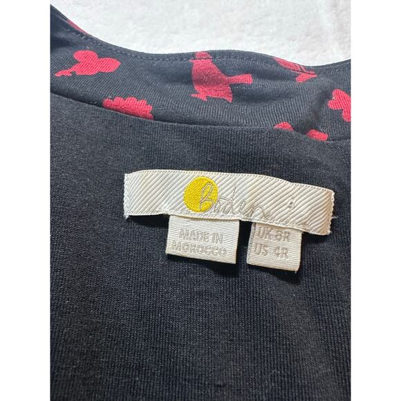 Boden V-Neck Puff Sleeve Graphic Floral Size 4 Midi Dress EUC Jersey Knit - Picture 6 of 7